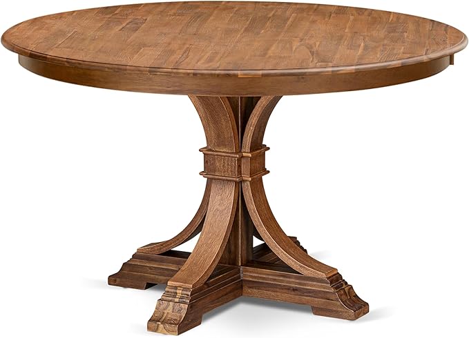 F7FO7-50N-18 - 7-Piece Dining Room Set Contains A Kitchen Table and 6 Brown Polyester Fabric Parsons Chairs with Button Tufted Back, Antique Walnut