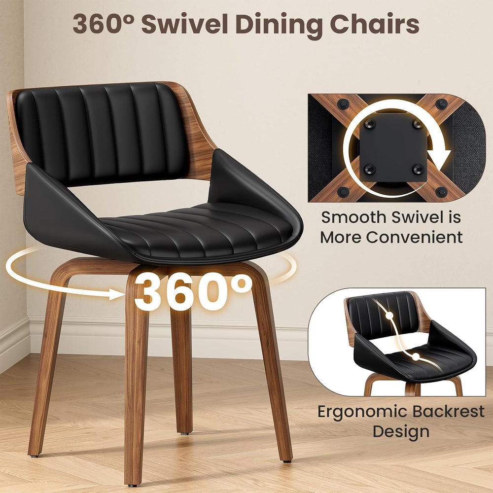REONEY 360° Swivel Dining Chairs Set of 4, Mid-Century Modern Kitchen Chair