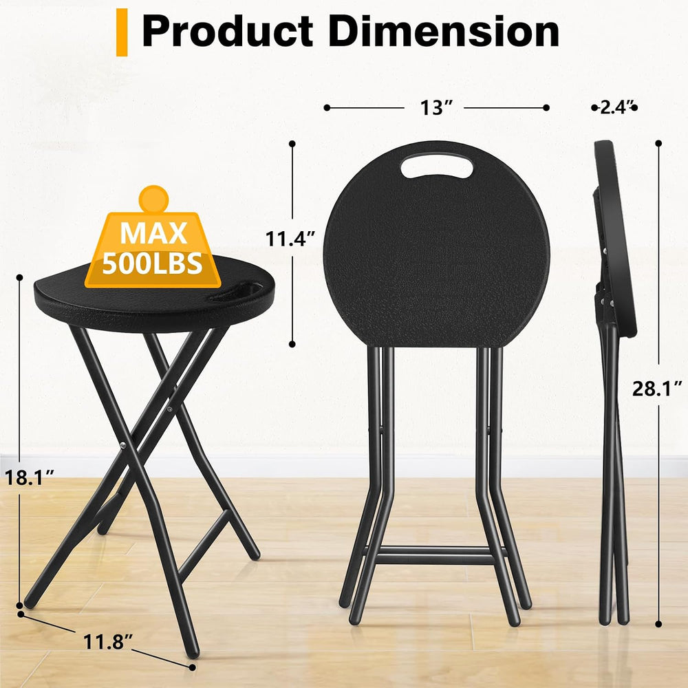 Portable Folding Chair with Handle, Heavy Duty Round Fold Stool Chair | 500lb...