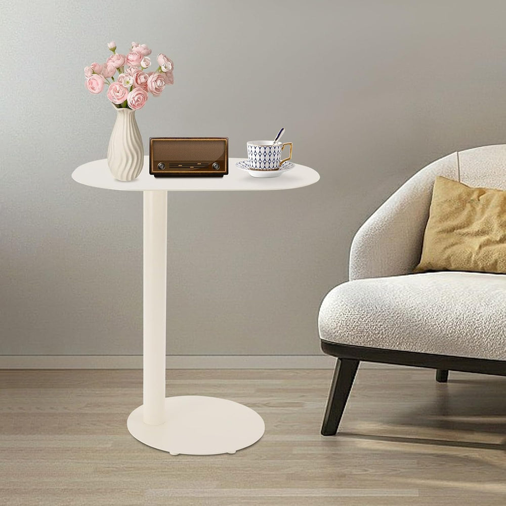 C Shaped End Table for Small Spaces, Slim Nightstand Bedside Couch Slide Unde...