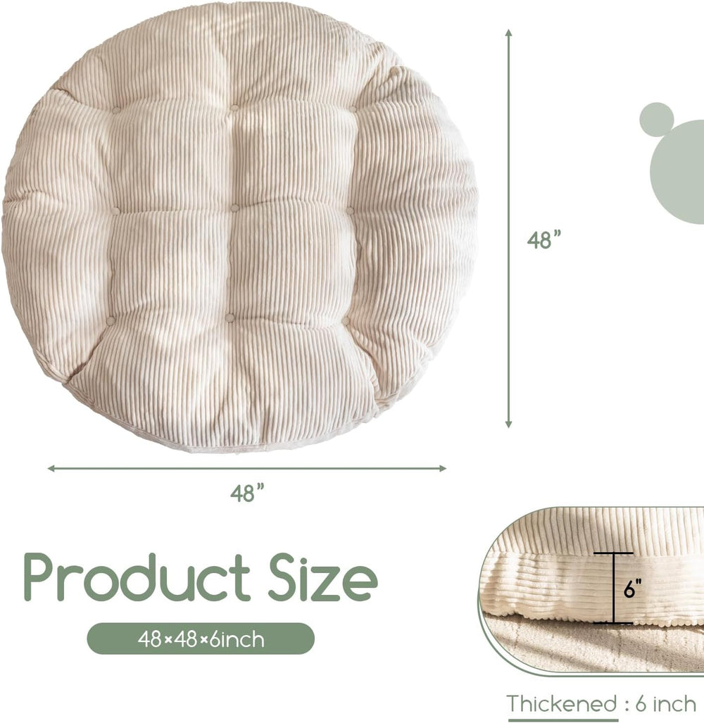 HIGOGOGO Papasan Chair Cushion with Corduroy Cover (Without Chair), 48 x 48 I...