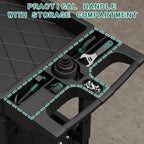 Heavy Duty Utility Rolling Tool Cart, 550 lbs Capacity Plastic Rolling Carts with 360°Swivel Wheels, 40 x 17 Inch Service Cart, 2 Shelf Work Cart for Warehouse,Garage, Cleaning, Black