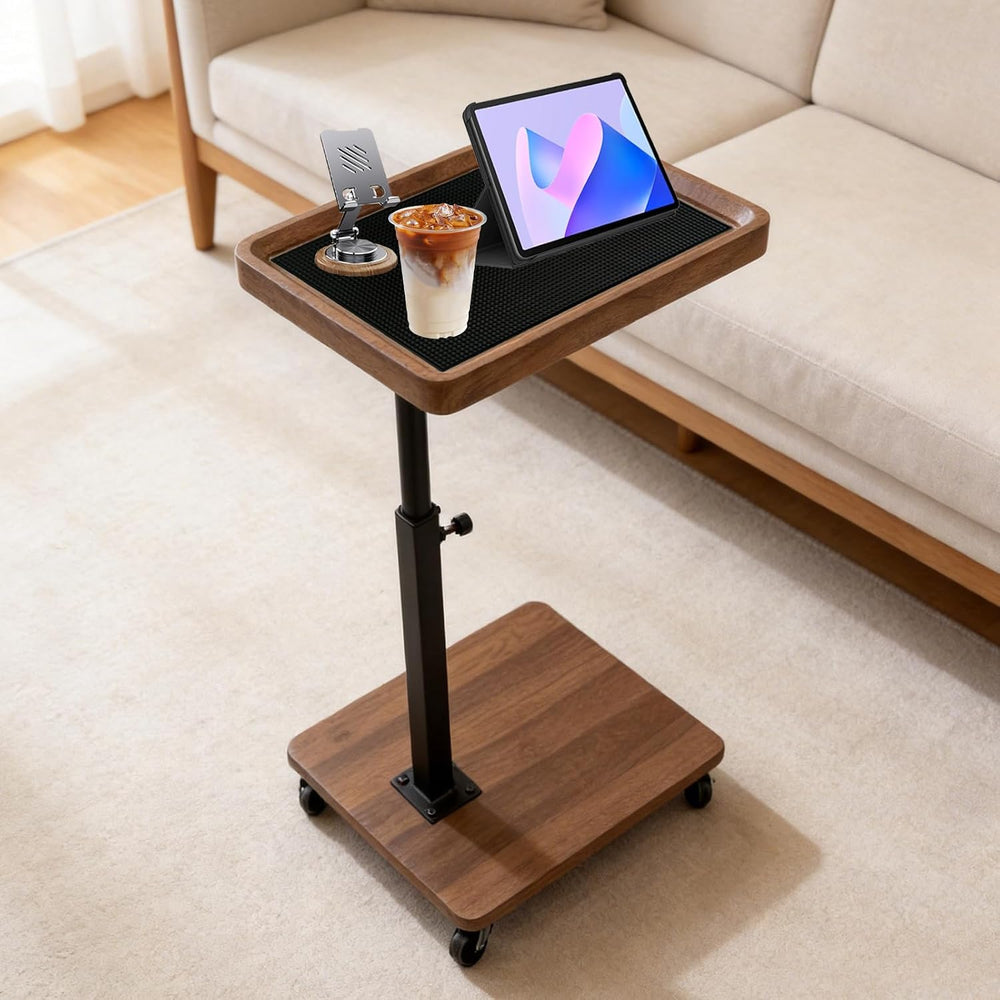 TV Tray Table with Phone Stand & Non-Slip Mat, C Table End Table Height A...