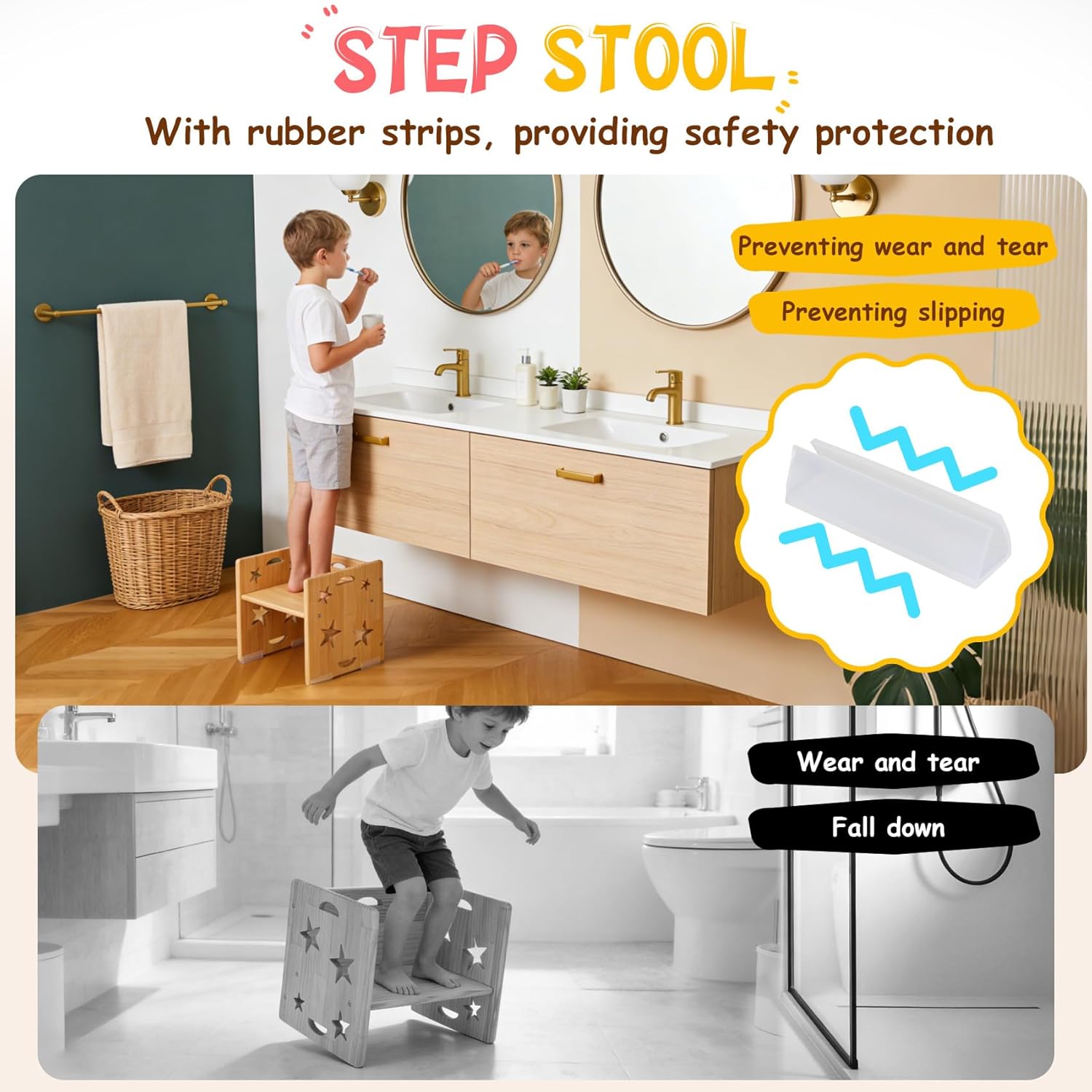 Montessori Weaning Table and Chair Set for Toddlers Age 1-3,with Blackboard | Flip Stool to Adjust Height, Storage Hooks, Puzzle Storage Boards, Natural Wood,CPC Certification,for Dining,Painting,Reading
