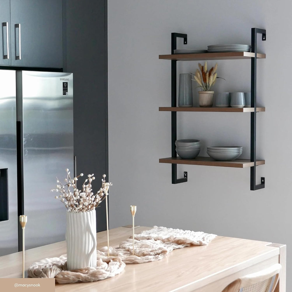 Nathan James Theo 3-Shelf Small Bookcase, Floating Wall Mount Bookshelf with ...