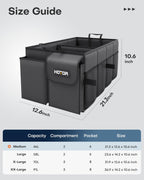 HOTOR Trunk Organizer - Car Organizer, Foldable Trunk organizer for SUVs & Sedans, Sturdy Car Organization for Car Accessories, Tools, Sundries, Black, 2 Compartments, 21.3"×12.6"×10.6"