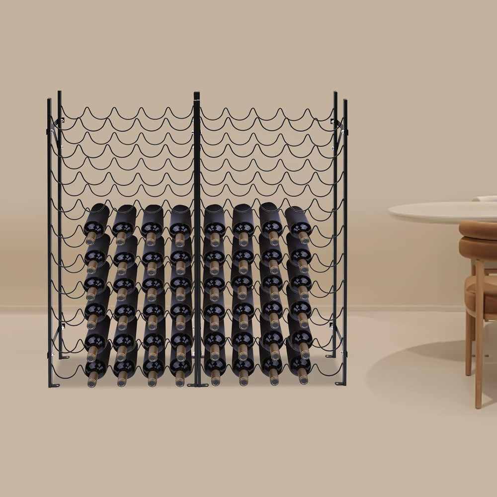 10-Tier Wine Rack for 100 Bottles - Black Metal Wine Bottle Holder Stand with...