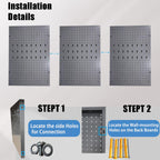 JZD 115 PCS Metal Pegboard Wall Organizer 3 Packs Metal Pegboard Kit 66x24 Inch Pegboard Panels Tool Organizer Kit with Accessories Hooks for Garage, Tool Storage,Craft Room