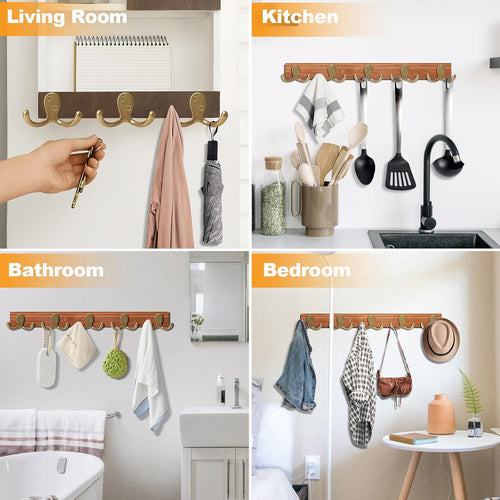20 Pack Coat Hooks Wall Hooks for Hanging, Heavy Duty Double Prong Metal Hook Wall Mounted for Living Room, Bathroom, Kitchen, Bedroom for Coat, Bag, Scarf, Towel, Hat, Key, Cup (Bronze)
