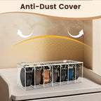Acrylic Belt Organizer with Flap Dust Cover – 7-Compartment Clear Storage Case for Belts, Ties & Bow Ties | Closet & Drawer Display Holder for Men & Women