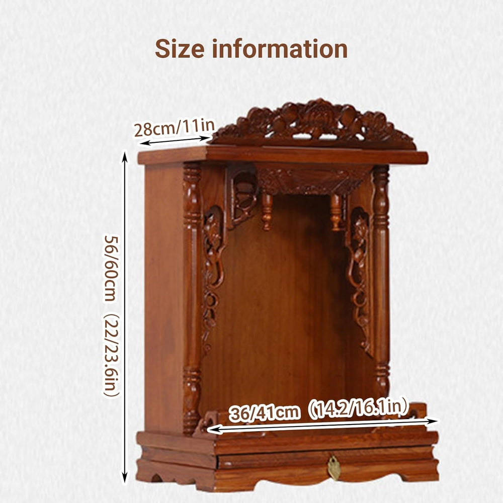 Household Wood Cabinet Personal Shrine Table with Pull-Out Storage Panel Chin...