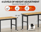 84” Heavy Duty Work Bench, 2-Layer Adjustable Workbench, 5000 LBS Capacity Work Bench with Power Outlet & Pegboard, Rubber Wood Work Table for Garage, Workshop, Office, Home