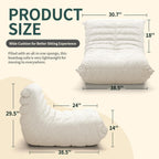 Bean Bag Chairs for Adults, Lazy Sofa Chair with Memory Foam Teddy Velvet Fabric, Large Beanbag Sofa Chair for Bedroom Living Room Dorm Office (White)