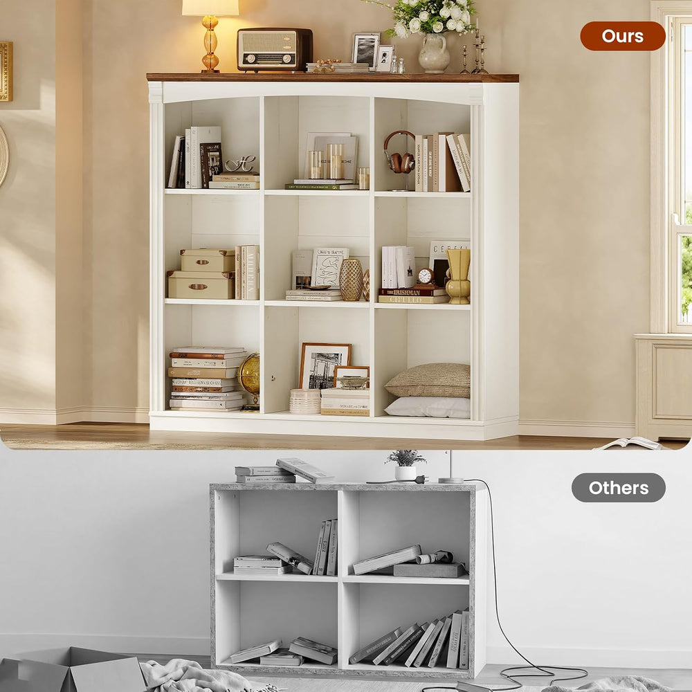 47.2''x47.9'' Wooden 9 Cube Storage Organizer Bookcase, Long ...