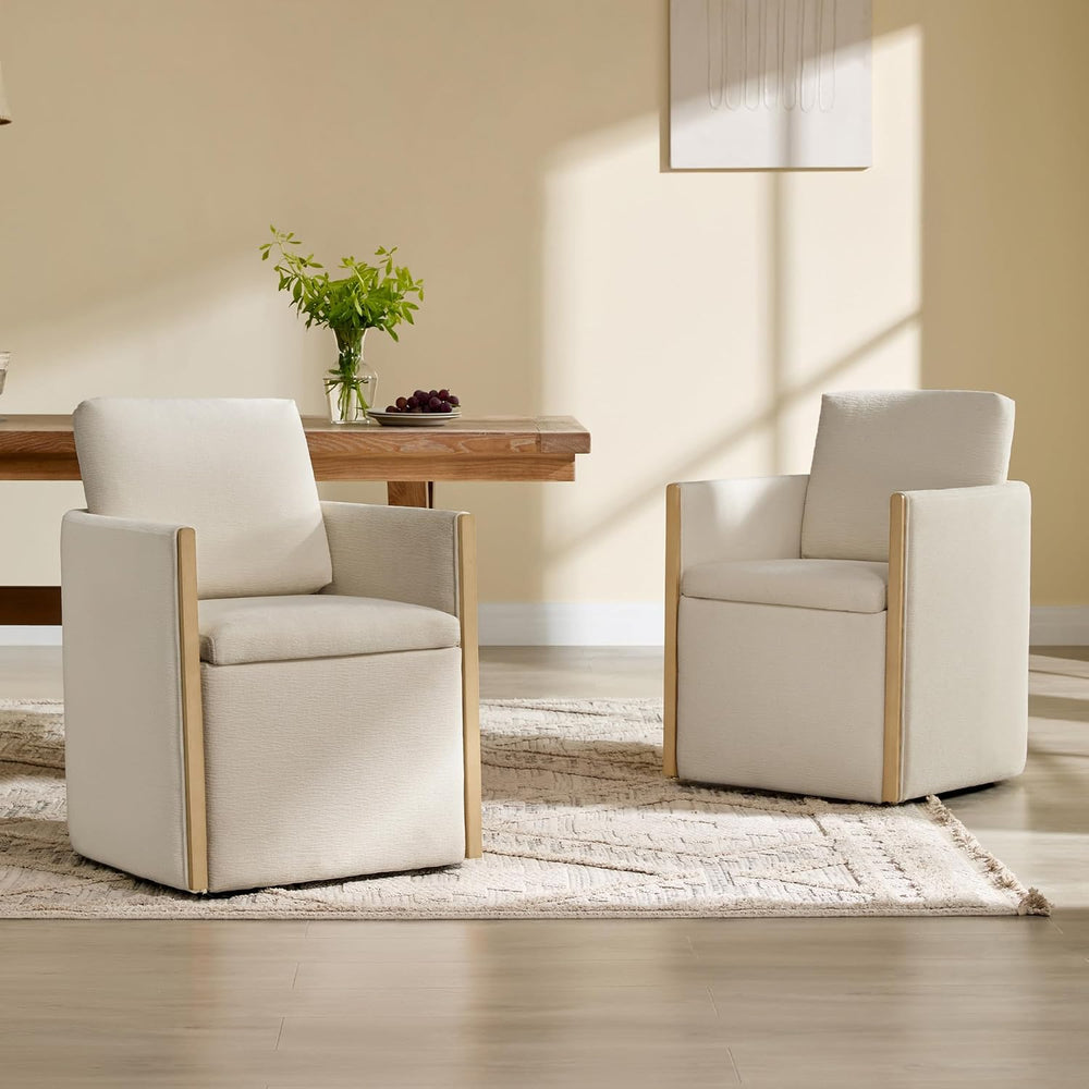 Watson & Whitely Modern Rolling Dining Chair with Casters, Set of 2, Line...