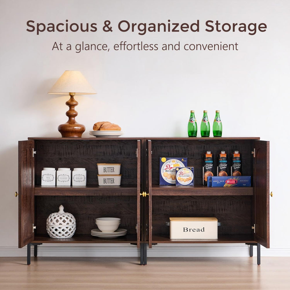 IFGET 34" Tall Modern Arched Sideboard Buffet Cabinet with Storage, Brown