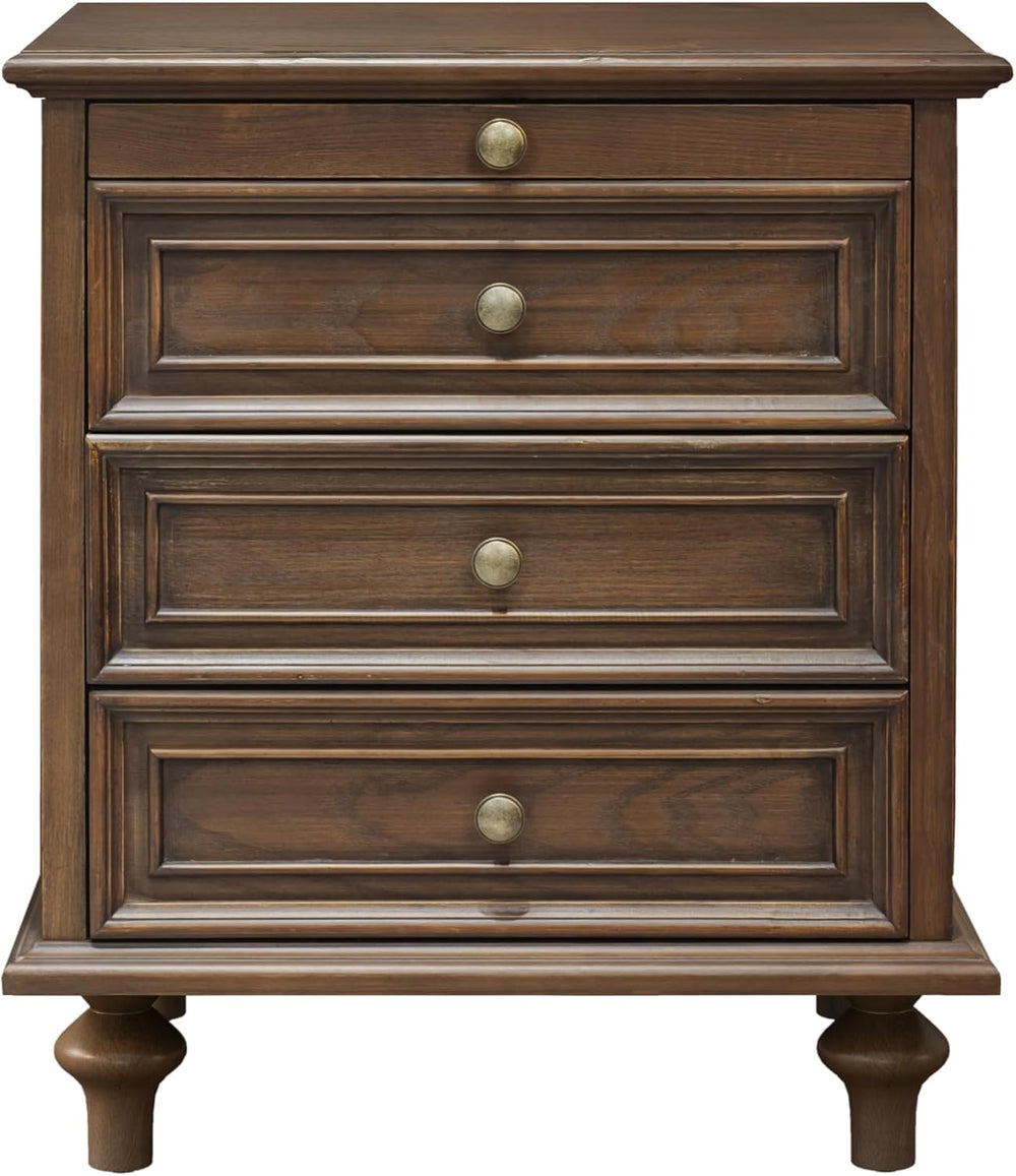 Nightstand with 4 Drawers, Wood Bedside Table Night Stand, Wide Sofa Side End...