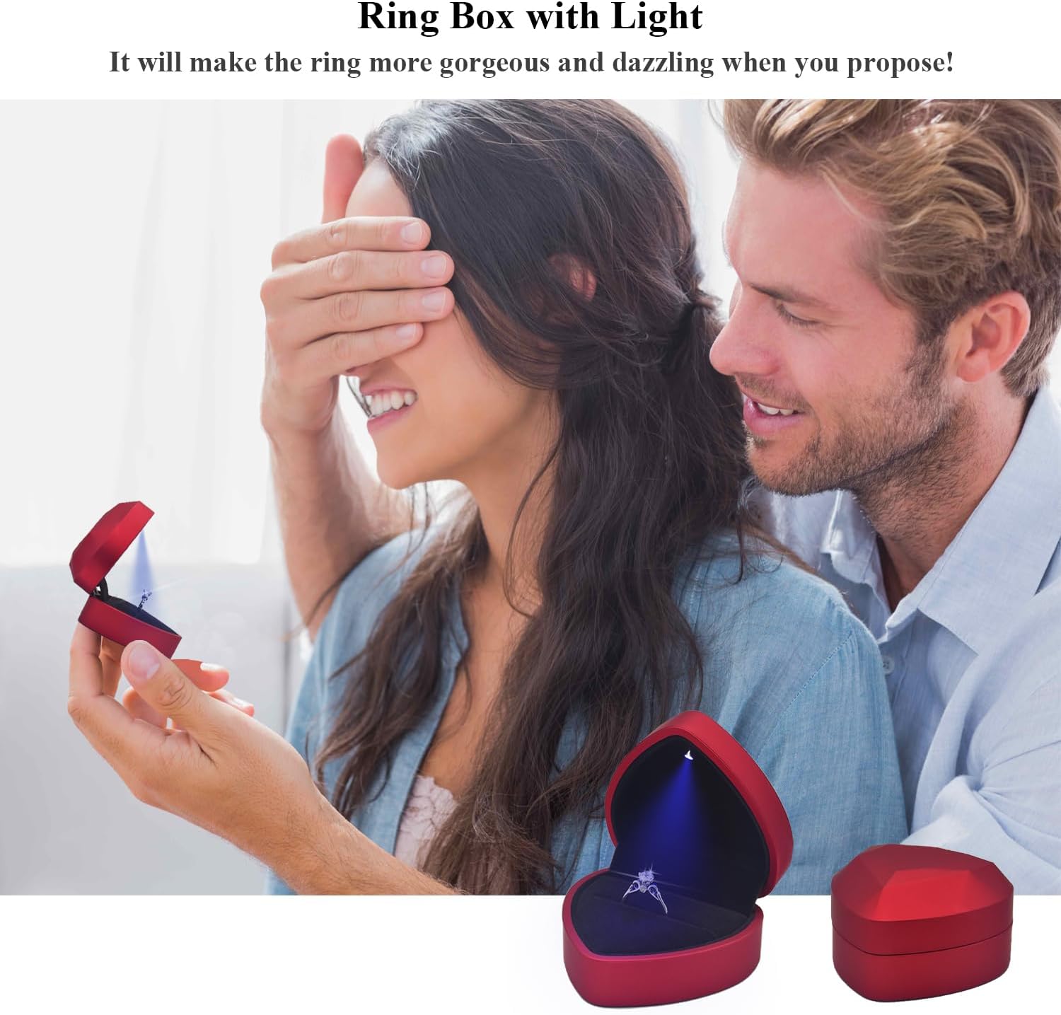 LED Lighted Ring Box, Heart Shaped Red Engagement Ring Case | Perfect for Wedding, Proposal, Anniversary, Ceremony, and Gift Giving, Light Up Every Sparkle, Protect The Jewelry