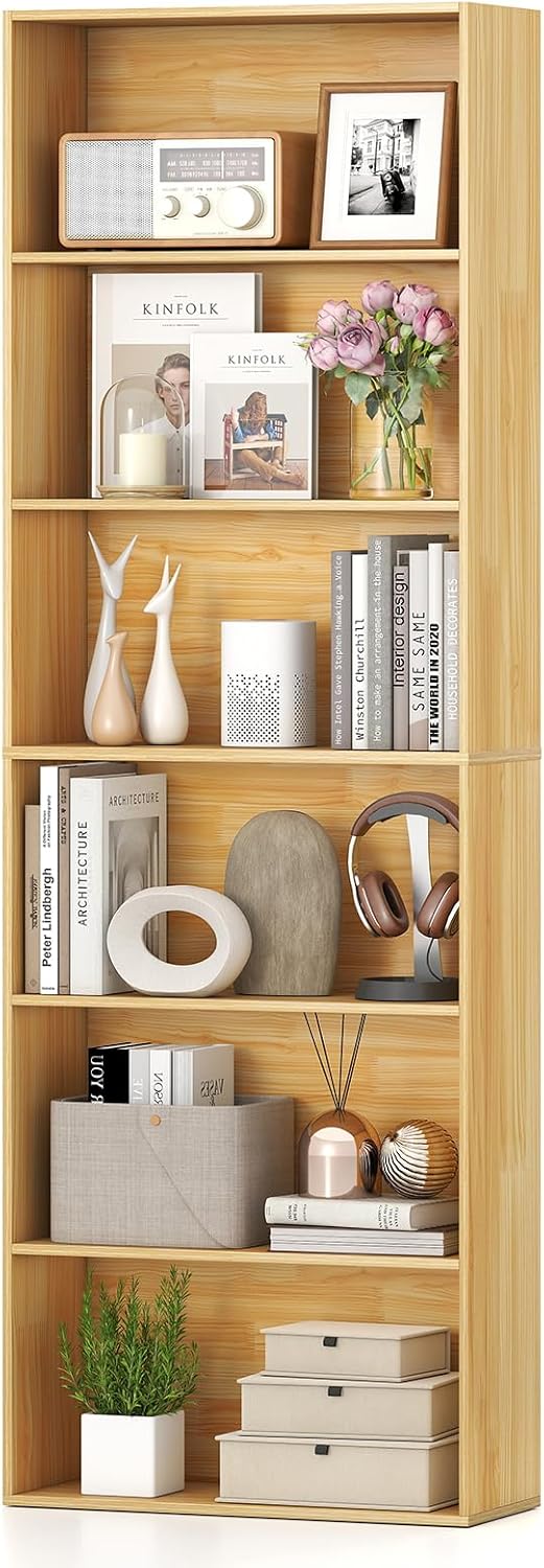 GIANTEX 6-Tier Bookcase, 70" Tall Wooden Bookshelf, Freestanding Storage...