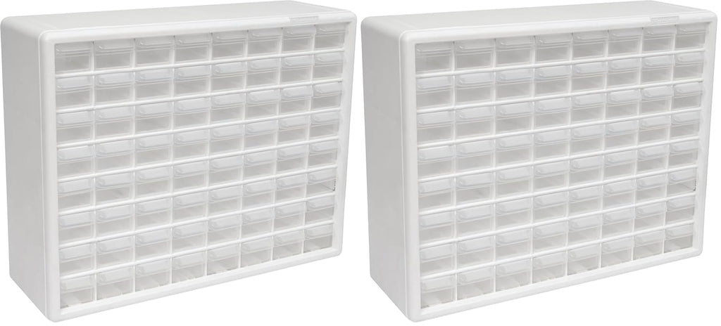 Akro-Mils 64-Drawer Plastic Drawer Storage Cabinet for Garage Organization, Bead Organizer, Building Bricks Storage, Teacher Toolbox, Makeup Organizer, 20-Inch W x 6-Inch D x 16-Inch H, 10164 White