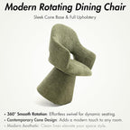 360° Swivel Dining Chair with Arms, Chenille Upholstered Barrel Accent Kitchen Chairs with Hollow High Back for Dining Room, Vanity Chair for Bedroom, Moss Green, 1PC