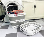 SAMMART 40L (10.5 Gallon) Collapsible Plastic Laundry Basket with Handles - Foldable Pop Up Storage Container/Organizer - Portable Laundry Hamper - Space Saving (2, White/Grey)