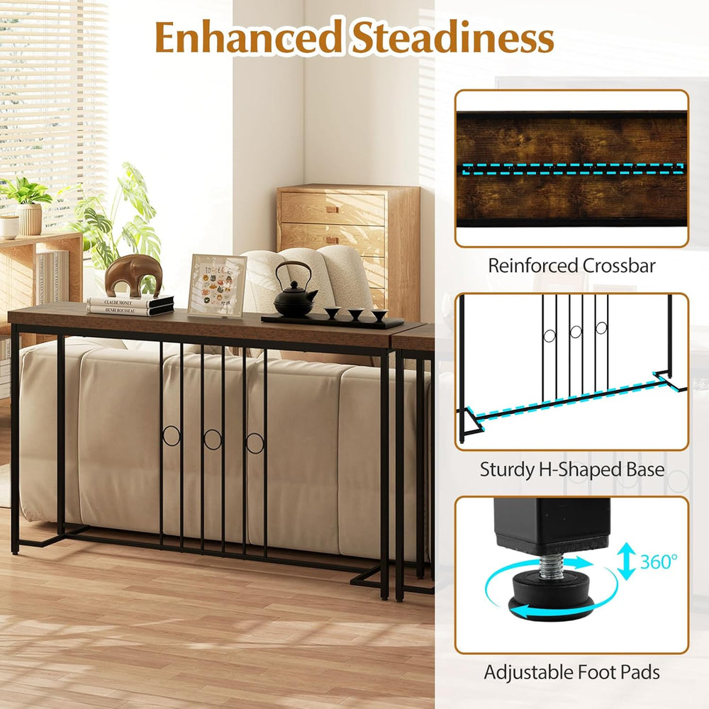 Giantex Industrial Console Table, 55" Narrow Entryway Table with H-Shape...
