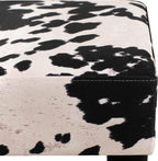 Adeco Small Cow Print Ottoman Foot Stool with Legs, Small Footstool, Fabric Seat with Thick Cushion, for Living Room, Bedroom, Entryway, 335 lb Weight Capacity