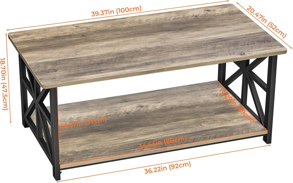 GreenForest Coffee Table for Living Room with Round Corners Farmhouse Style C...
