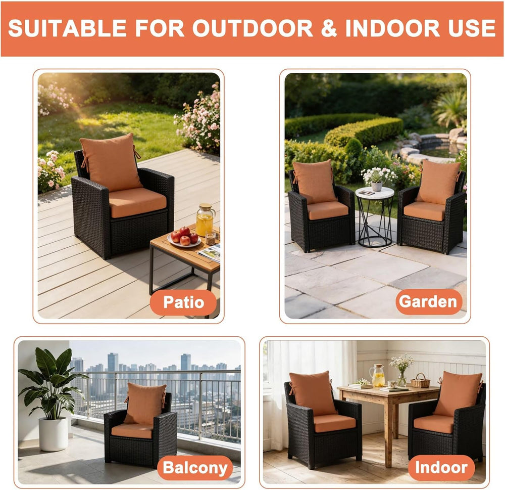 Outdoor Deep Seat Cushions Set of 2, 20x20 Inch, Tangerine
