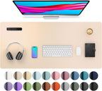 Aothia Large PU Leather Desk Pad Protector – Non-Slip Mouse Pad & Writing Mat for Office/Home, Waterproof, Easy to Clean (36" x 17", Soft Peach)