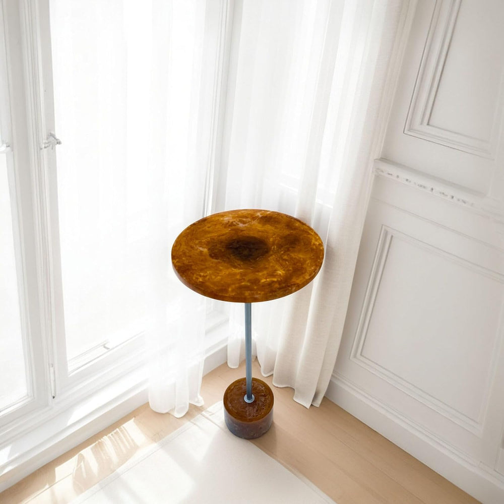 Carolina Chair & Table Amber Glow Pedestal Accent 25 Inch Round Resin Sid...