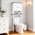 ivinta Over The Toilet Storage Cabinet, 3-Tier Bathroom Storage Cabinet with Adjustable Shelf and Doors, Freestanding Space Saver Above Toilet for Bathroom Laundry Restroom BT09 (White)