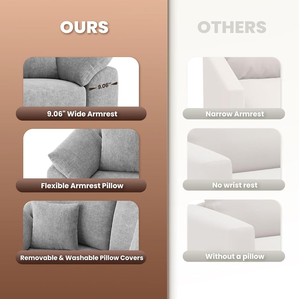 75.6" Cloud Boneless Sofa, Loveseat Couches with 4 Pillows, Modern Livin...