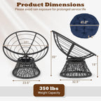 Giantex Wicker Papasan Chair with Soft Thick Cushion and High Capacity Metal Frame, 360° Swivel Ergonomic Lounge Reading Chair for Living Room, Bedroom, Patio, Indoor Outdoor Use (Navy Blue)
