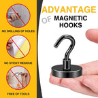 DIYMAG Black Magnetic Hooks, 170 LB Heavy Duty Strong Magnets with Hook, Rare Earth Neodymium Magnet for Hanging, Magnetics Hanger for Curtain, Home, Kitchen, Workplace, 6 Packs