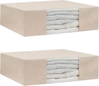 Clothes Storage Bags - 100% Cotton Canvas Sweater Storage Bags with Zipper - Reusable, Washable, Breathable, and Moth Proof Garment Bags - Convenient and Easy to Carry and Organize (2 Bags)