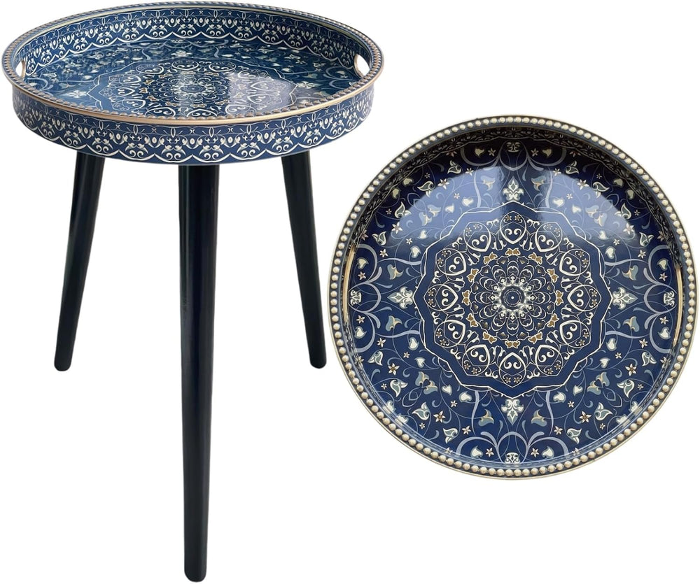 Round Indoor Side Tables with Detachable Wooden 3 Legs, Versatile Tray Table,...