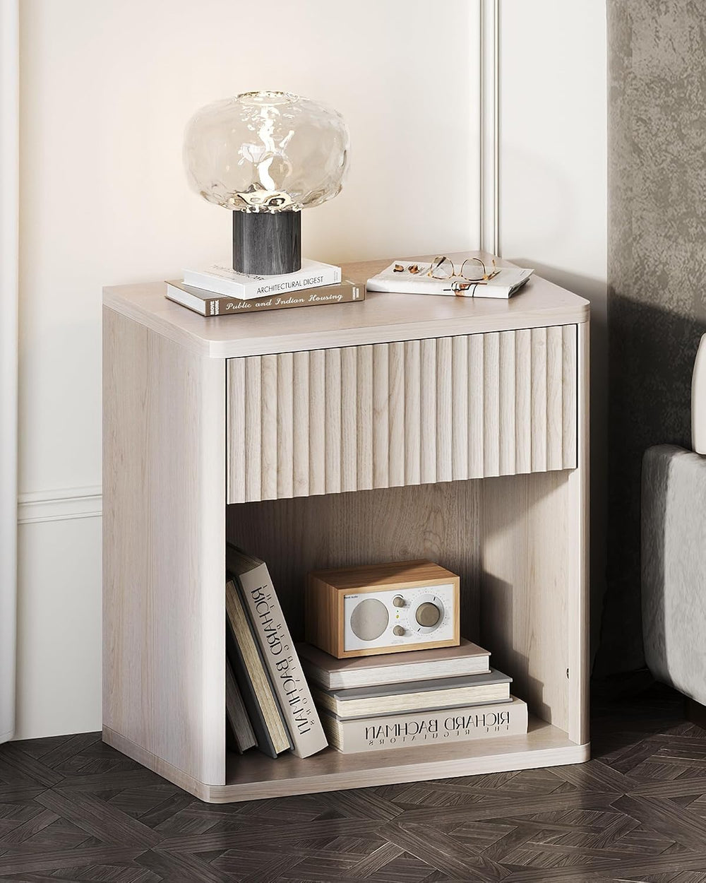 WLIVE Night Stand Set of 2, Wood Nightstand Sets with Storage Drawer and Open...