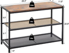 DUMOS 3-Tier Shoe Bench with Storage, Entryway, Mesh Shelves, Rustic Brown | Industrial style, 220 lb seating capacity, stores boots & sneakers, fits entryways & hallways