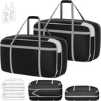 DIMJ Large Comforter Storage Bag with Handls, 100L Washable Blanket Storage, Compression Packing Totes Moving Bags With Zipper, Space Saving Containers For Pillow, Clothes, Bedding, 2 PCS