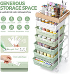 APEXCHASER Rolling Craft Storage Cart with 6 Drawers, Art Cart,Green | Utility Cart with Wooden Top, for Craft Room, Kids Art Station, Sewing Storage, Space-Saving for Home Office & Bedroom