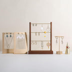 GemeShou Walnut earrings display stand for selling, wooden jewelry earring organizer shelf, wood earring storage organizer rack for boutique store【Earring shelf-Medium】