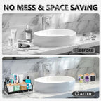 Marble Bathroom Countertop Organizer, Toothbrush Holders for Bathroom with 3PCS Qtip Holder Dispenser and Toothpaste Holder Drainage for Bathroom Accessories Organization Counter Vanity Storage
