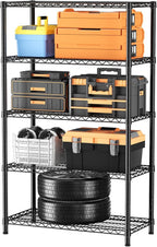 SINGAYE 5 Garage Shelving Wire Storage Heavy Duty Shelves 1750LBS Shelving Unit Metal Bathroom Organizers and Shelf Wire Closet Pantry Kitchen Rack 18" Dx36 Wx71 H Black