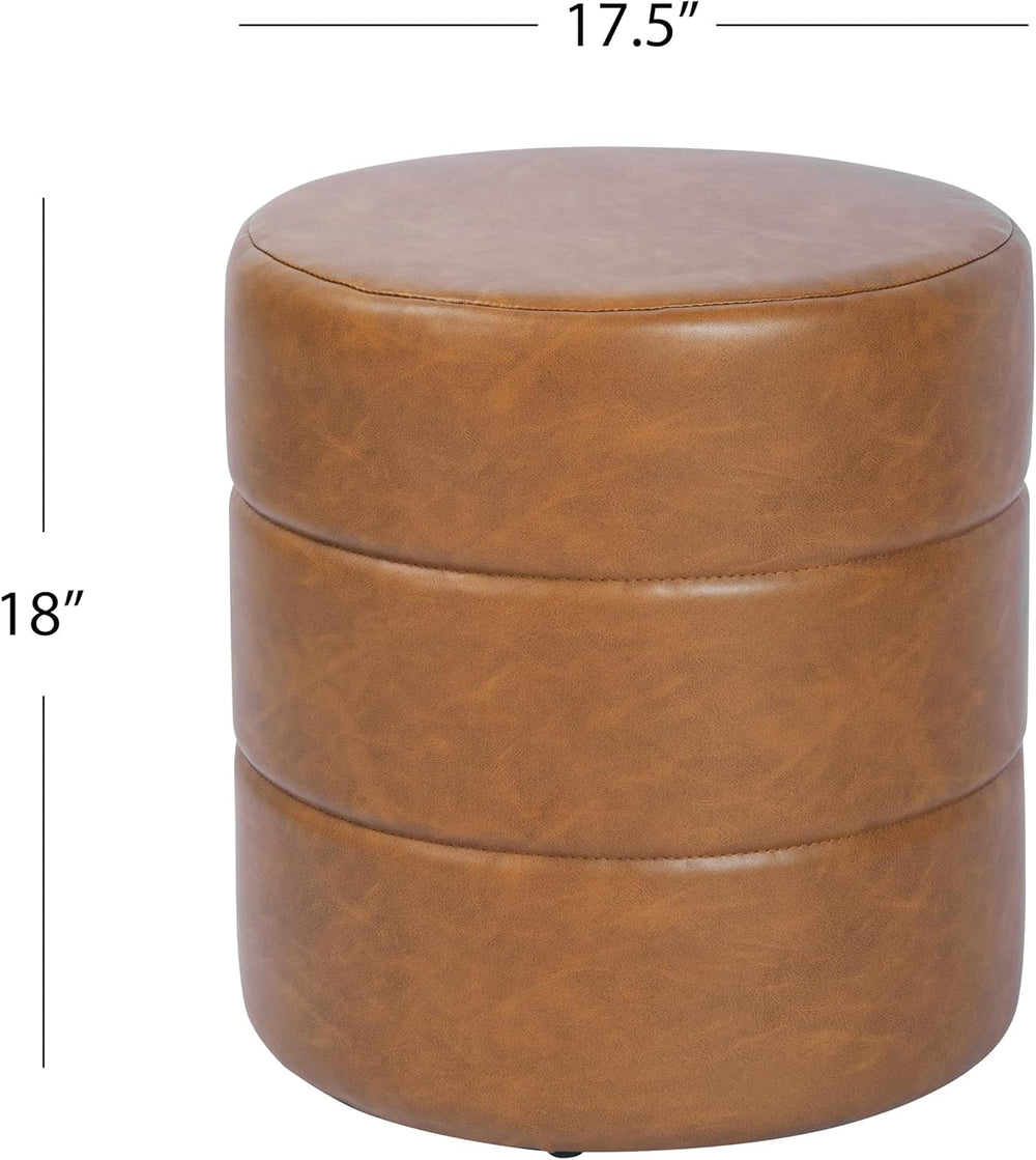 Spatial Order Upholstered Faux Leather Round Ottoman (No Lid, Seat Only) | Sp...