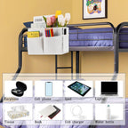 Bedside Caddy White Bedside Hanging Storage Basket Bed Caddy for Headboards Bunk Dorm Rooms Crib Beds Rails Organizer (White)