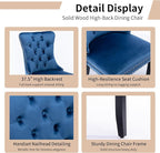 Modern Dining Chairs Set of 8, Tufted Upholstered Dining Chair with Solid Wood Legs, Blue Velvet Accent Chair, Sillas de Comedor, Kitchen & Dining Room Chairs (Blue, Velvet, 8Pcs)