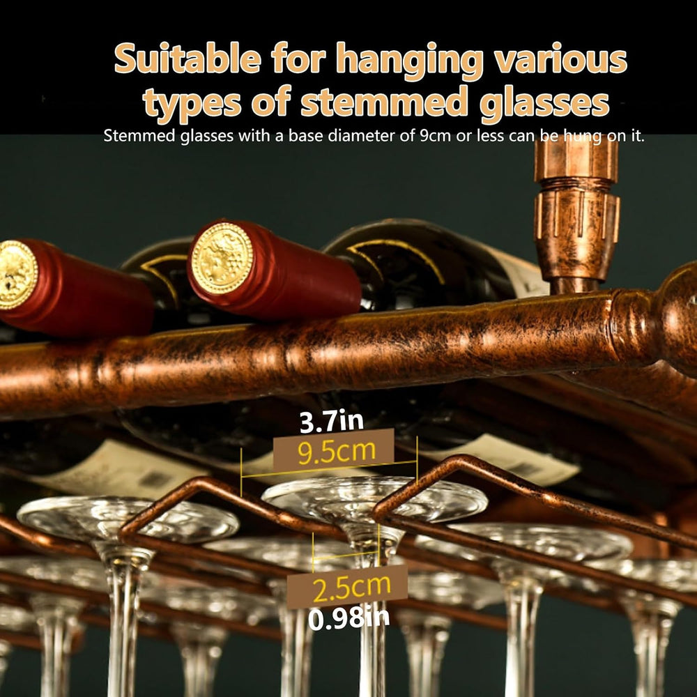 Ceiling Wine Rack Hanging,Metal Adjustable Shelf Cafe Racks, Stemware Glass H...