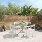 Modern Stackable Dining Chair Set, No Assembly, Plastic Chair, Patio Chair, Suitable for Indoor and Outdoor Cafes and Restaurants, Set of 4 (Cloud White)
